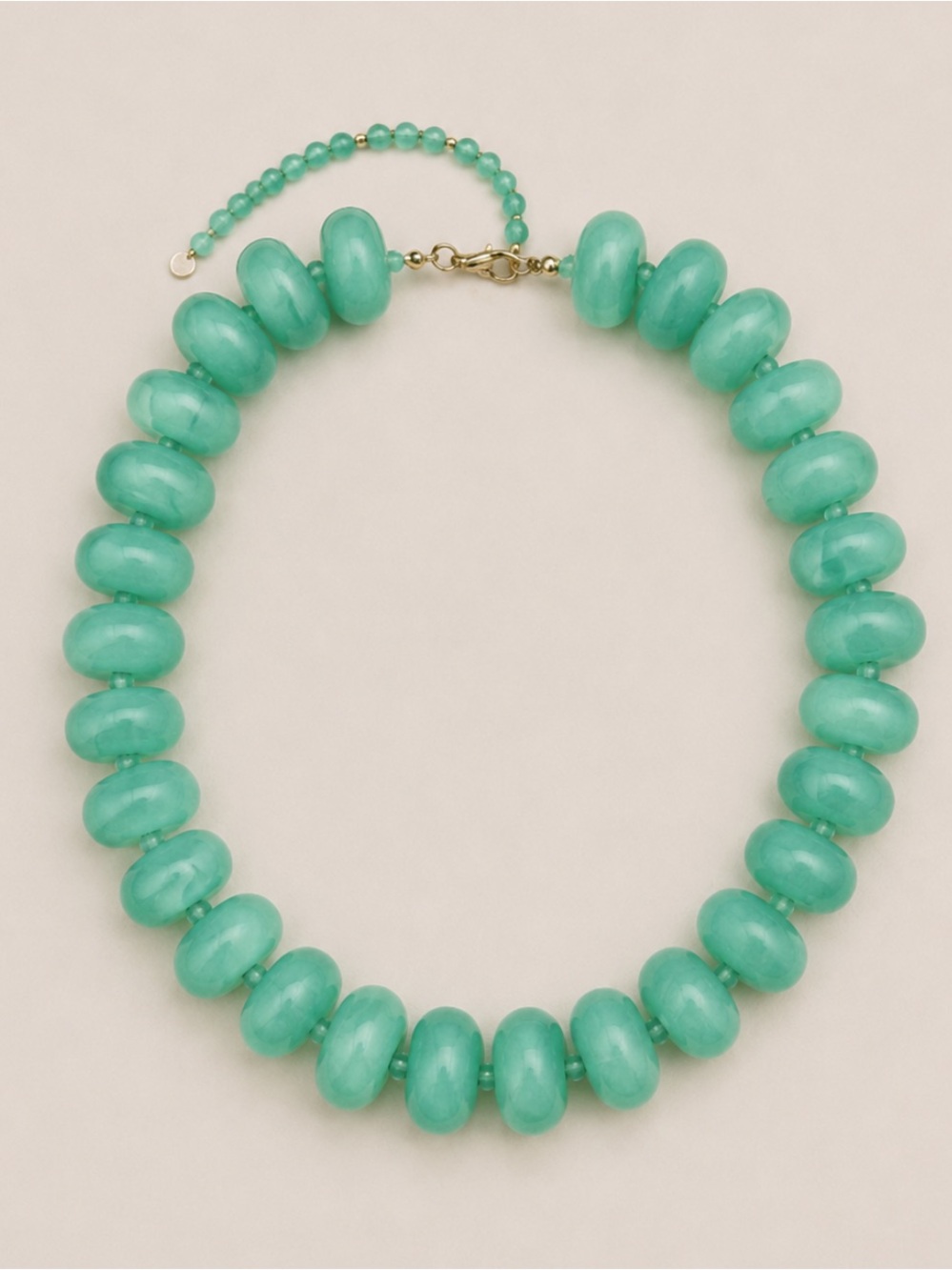 Anthropologie Teal Beaded Statement Necklace with Gold Accents